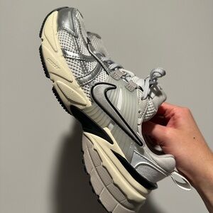 V2K Run Sneaker (Women) Nike Metallic Silver and Off-White Sneakers